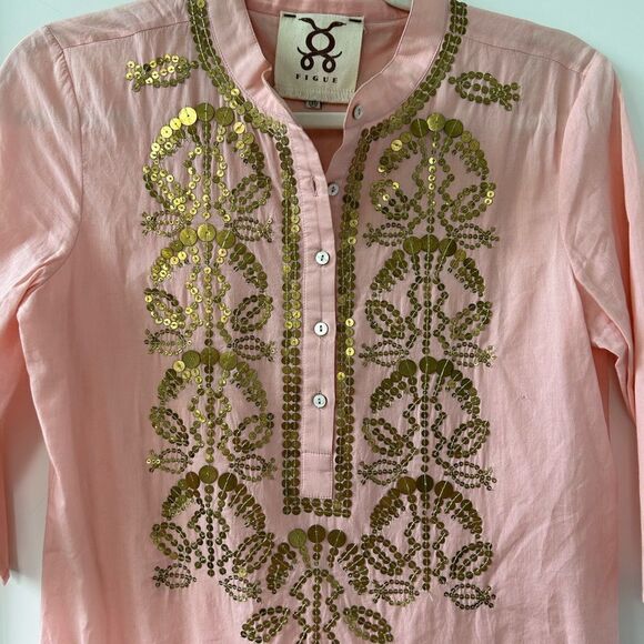 Figue Sequin Embellished Jasmine Tunic Top in Pink - Picture 3 of 10